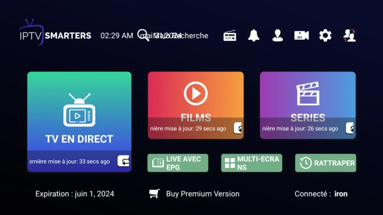 IPTV Smarters Pro Interface